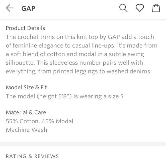 GAP Boho Crochet Swing Tank Like New! - Picture 5 of 13